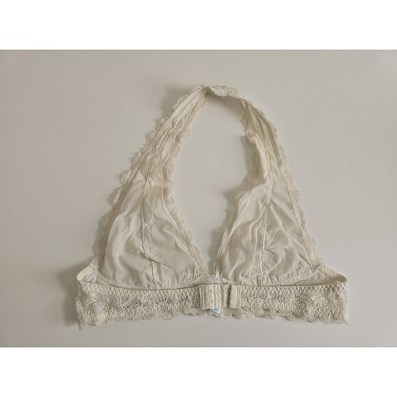 Free People Galloon Floral Lace Halter Boho Bralette Womens Size Medium Ivory - Picture 6 of 12
